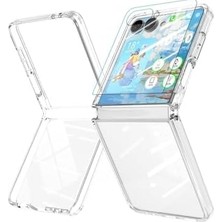 Mabelme - Galaxy Z Flip 7 ile Uyumlu Kılıf Köşe Korumalı Antişok Şeffaf Silikon Kapak + Ekran Koruyucu Cam Set