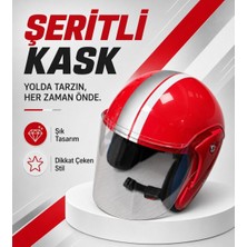 Kırmızı Yarım Kask Motosiklet Kaskı Scooter Motor Bisiklet Kaskı Açık Model