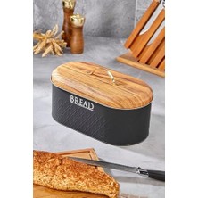 Mabelme Yeni Desen Detaylı Premium Metal Ekmeklik, Siyah