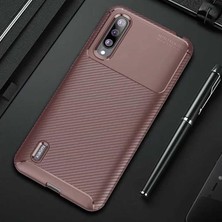 Mabelme Mi 9 Lite ile Uyumlu Kılıf Karbon Silikon Kahverengi