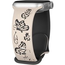 Mabelme - 42/44/45/46/49MM Kordon Kelebek Desen Yumuşak Silikon 2/3/4/5/6/se/7/8/9/10/ultra ile Uyumlu 10
