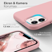 Mabelme 11 Kılıf Ince Sıvı Silikon 3 Katmanlı Tam Kaplamalı Yumuşak Jel Kauçuk Kılıf Kapak (Toz Pembe (7))