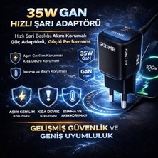 Al-Kar Ticaret 35W Gan Hızlı Şarj Adaptörü, Hızlı Şarj Başlığı,1x Type-C Girişi, 1x USB Girişi, Güçlü Performans, Aşırı Gerilim, Kısa Devre, Isınma ve Akım Koruması, Gelişmiş Güvenlik ve Geniş Uyumluluk (Kablo Dahi)