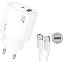 Al-Kar Ticaret HP-C30 35 Watt Gan Şarj Adaptörü 2-Port Charger Hızlı Şarj Adaptörü 100 cm Kablo Dual-Port Charger Qc 3.0