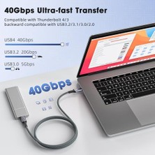 Mabelme Fast USB 4.0 40GBPS, 240W, 8K60Hz Usb4.0 Usb-C Kablosu 1 Metre Gri Klv-01