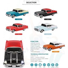 Mabelme Kablosuz Hoparlör Bluetooth 10W 1955 Model Pontiac Bluetooth Klasik Araba Görünümlü Hoparlör ve Fm Radyo Ofis Ev Için USB Sd Aux Girişli Havalı Tasarım WS-598 Siyah-Kırmızı (Siyah-Kırmızı)