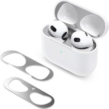 Mabelme Airpods (3.nesil) ile Uyumlu Kapak Içi Kir / Toz Önleyici Shield (2 Adet) Metal Silver - ASD01986