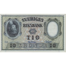Banknoting Isveç 10 Kron 1956 Çilaltı.