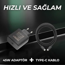 Mabelme Nodar 45W Süper Hızlı Usb-C Şarj Aleti Seti | 1 Metre Type-C To Type-C Kablo Dahil | Pd Hızlı Şarj, Kısa Devre ve Yüksek Voltaj Korumalı | Siyah, ND1007