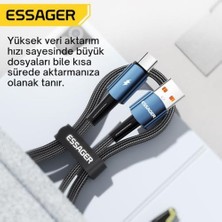 Al-Kar Ticaret Essager 2 Metre 120W 6A Pd3.1 USB To Type-C Hızlı Data Şarj Kablosu, Ultra Sağlam Halat Kablo Kopmaz