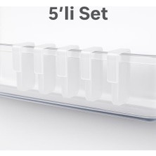 Mabelme Çok Amaçlı Buzdolabı Raf Ayırıcı 5’li Set, Şeffaf Plastik Düzenleyici Aparat, Içecek ve Sos Şişesi Organizer