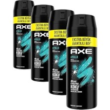 Mabelme Axe Erkek Sprey Deodorant Apollo 48 Saat Etkileyici Koku 200 ml (4 Paketi)