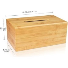 Mabelme Çok Amaçlı Bambu Peçetelik ve Düzenleme Kutusu Şık ve Dekoratif 25X14X7,5 cm