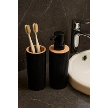 Mabelme Quardi Banyo Seti Modern Çizgili - 7 Litre Kova 4 Parça Banyo Çöp Kovası Seti (Beyaz)