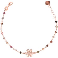 Emiliano Jewellery Zirkon Taşlı Rose Altın Kaplama Turmalin Rosary Papatya Gümüş Bileklik