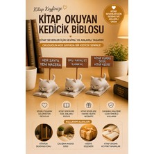Lumis Home Kitap Okuyan Kedicik Biblo – Sevimli Dekoratif Masa Üstü Süs | Kitap Severlere Hediye