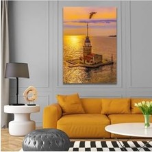 Mabelme Tekli Dikey Kanvas Duvar Tablosu Istanbul Uzak Çekim Kız Kulesi 70 x 100 GARTNM7185