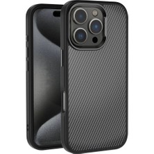 Apple iPhone 16 Pro Max Kılıf Karbon Fiber Görünümlü Parlak Kamera Çerçeveli Zore Venus Kapak