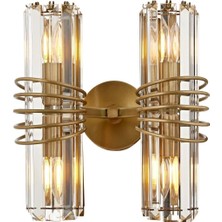 Al-Kar Ticaret AP-60398-2E Eskitme Kaplama Aplik E14 Metal Kristal 30X20CM
