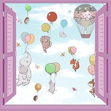 Al-Kar Ticaret Çocuk Odası Bebek Odası Pencere Poster Duvar Kağıdı Balonlar