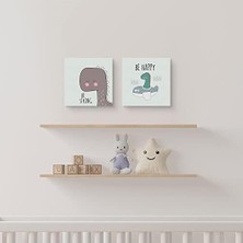 Al-Kar Ticaret Bebek Odasına Özel Minimal Dinozor Tasarımlı Kanvas Tablo 25X25 cm