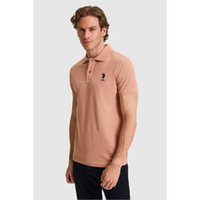 U.S. Polo Assn. Erkek Slim Fit Polo Yaka Pudra Basic Tişört 50326920-VR042