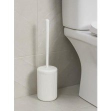 Mabelme Beyaz-Siyah-Bej Çizgili Lüks Tuvalet Fırçası Seti – 30 cm Uzunluk | Modern, Şık ve Dayanıklı Banyo Aksesuarı | Kaymaz, Hijyenik Tasarım (Beyaz)