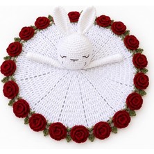 Luna Tavşan Kırmızı Gül Bahçesi Uyku Arkadaşı Amigurumi Organik Oyuncak