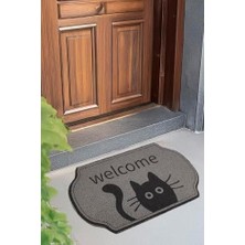 Mabelme Premium Serisi Dekoratif Kapı Önü Paspas 61 x 40 Cm, Kedi Desenli