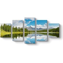 Mabelme Dağ ve Göl 5 Parçalı Tablo 127 x 56-5 Parçalı