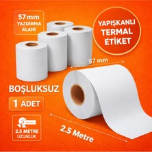 Mixmiolife Barkod Etiketi  Mini Termal Yazıcı Kağıdı Kendinden Yapışkanlı Aralıksız 57 mm x 2,5 M