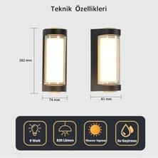Al-Kar Ticaret Sekatech Dekoratif Su Geçirmez Üç Yönlü LED Aplik Lara 9W 3200K Gün Işığı LED Aydınlatma