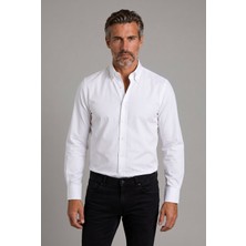 Bisse Beyaz Regular Fit Pamuk Düğmeli Klasik Yaka Açık Gömlek GMKLS4PAL224003_D01