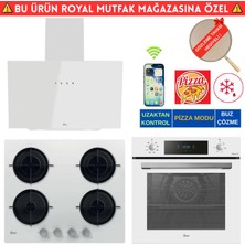 Hoover Roma / Telefon Bağlantılı Beyaz Cam Dijital Turbo Ankastre Set (HO3158W+ HVW6MW +HDG6C1GWTK)