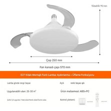 Wirkmarkt Akıllı Tavan Vantilatörü ve Fan Gizli Kanat 3 Farklı LED Işıklı Katlanabilir–  Kumandalı Kademe ve Aydınlatma TAVAN DUYU HEDİYELİ