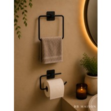 Yapışkanlı Siyah Kare Havluluk Wc Tuvalet Kağıtlığı Havlu Askısı Banyo Askılığı Metal Kağıtlık