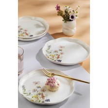 Kütahya Porselen Bone Velora 4 Parça 20 cm Pasta Tabağı Çiçekli