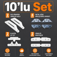 Badem10 Pimapen Pvc Pencere Kapı Sineklik Çerçeve Montaj Seti Plastik Kol Menteşe Çıt Çıt Tutamak 10'lu Set
