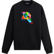 Colermi Pop Sanat Tazı Köpek Desenli Sweatshirt —