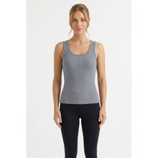Salvia Dione %100 Pamuk Kaşkorse V Sırt Detaylı Günlük Basic Crop Top Kadın Atleti / Bluz