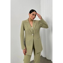 Zf Butik Kadın Haki Ikili Boru Paça Blazer Ceket Pantolon Takım