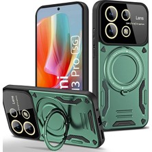 Motto Ticaret Mey Ithalat®   Redmi Note 13 Pro 4g Kılıf Joy Lens Standlı Kapak - Koyu Yeşil