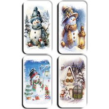 Prime 4 Lü Simli Yılbaşı Kardan Adam Çam Ağacı Hediye Magnet (5,5 x 11 Cm)
