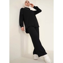 Zf Butik Kadın Pantolonlu Tesettür Takım Siyah Yazlık