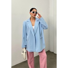 Zf Butik Kadın Oversize Blazer Ceket Kuşaklı Omuz Detaylı