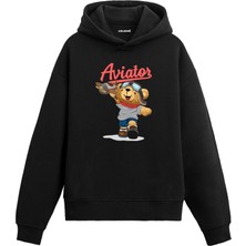 Colermi Pilot Sevimli Ayıcık Baskılı Hoodie —