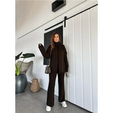 Zf Butik Acı Kahve Saç Örgülü Atkılı Takım