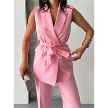 Zf Butik Kuşaklı Yelek Pantolon Takim