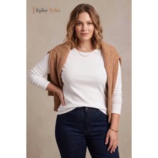 Eşiler Triko Kadın Beyaz Uzun Kollu Bisiklet Yaka Viskon Body