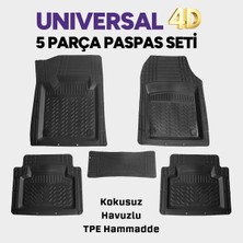 Hitaks Universal TPE Havuzlu Oto Paspas 5 Parça Kokusuz Su Geçirmez Malzeme Siyah Renk